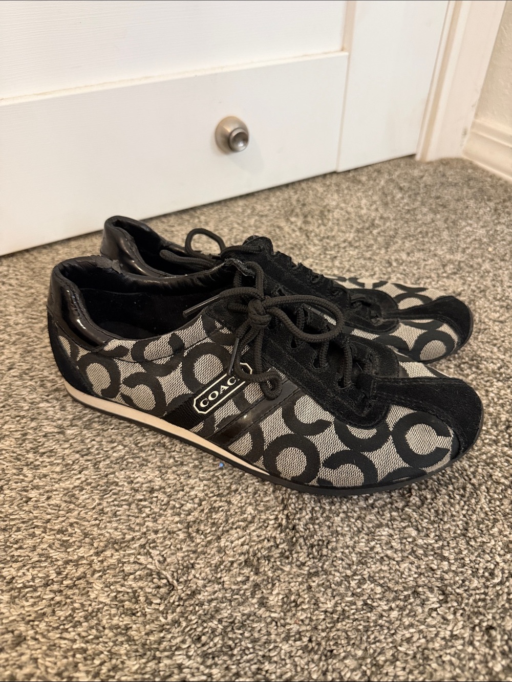 Coach Black & Gray Signature Kathleen Logo Lace-Up Sneakers